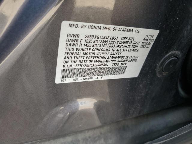 Photo 14 from auction – 2020 HONDA PILOT EXL with VIN 5FNYF6H5XLB028351
