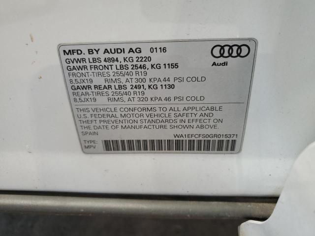 Photo 14 from auction – 2016 AUDI Q3 PREMIUM with VIN WA1EFCFS0GR015371
