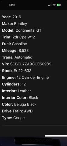 Photo 10 from auction – 2016 BENTLEY CONTINENTA with VIN SCBFU7ZA9GC050XXX
