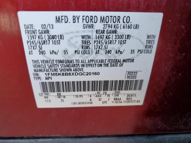 Photo 14 from auction – 2013 FORD EXPLORER with VIN 1FM5K8B8XDGC20160
