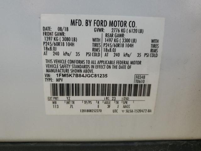 Photo 14 from auction – 2018 FORD EXPLORER with VIN 1FM5K7B84JGC81235