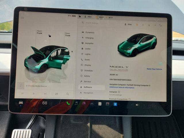 Photo 9 from auction – 2022 TESLA MODEL Y with VIN 7SAYGDEF5NF514943
