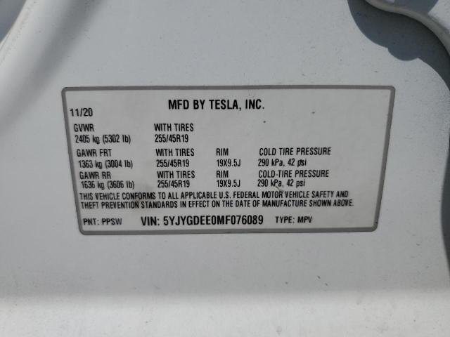 Photo 14 from auction – 2021 TESLA MODEL Y with VIN 5YJYGDEE0MF076089