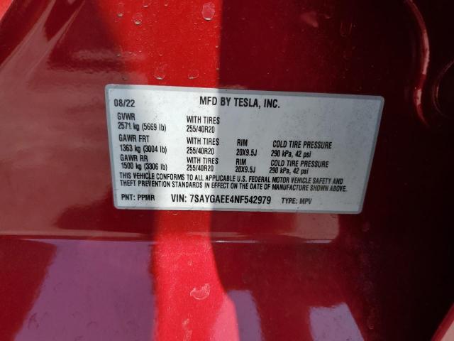 Photo 14 from auction – 2022 TESLA MODEL Y with VIN 7SAYGAEE4NF542979