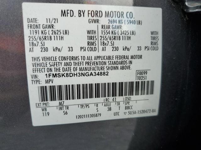 Photo 14 from auction – 2022 FORD EXPLORER X with VIN 1FMSK8DH3NGA34882