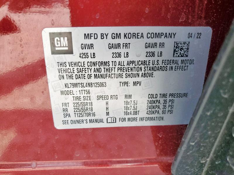 Photo 14 from auction – 2022 CHEVROLET TRAILBLAZE with VIN KL79MTSL4NB125063