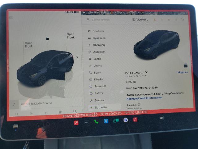 Photo 9 from auction – 2025 TESLA MODEL Y with VIN 7SAYGDED7SF315080