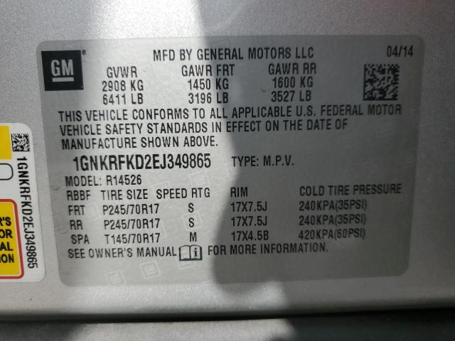 Photo 14 from auction – 2014 CHEVROLET TRAVERSE LS with VIN 1GNKRFKD2EJ349865