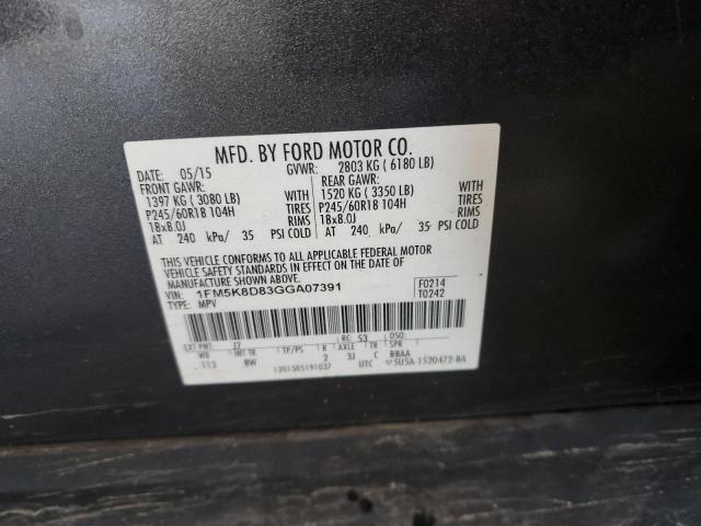Photo 14 from auction – 2016 FORD EXPLORER X with VIN 1FM5K8D83GGA07391