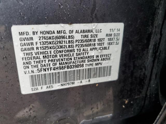 Photo 14 from auction – 2015 HONDA PILOT TOUR with VIN 5FNYF4H98FB039098