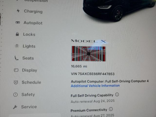 Photo 9 from auction – 2024 TESLA MODEL X with VIN 7SAXCBE66RF447853