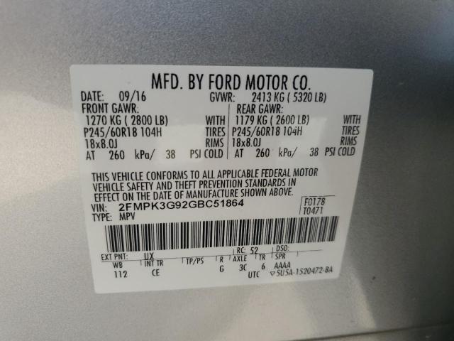 Photo 14 from auction – 2016 FORD EDGE SE with VIN 2FMPK3G92GBC51864