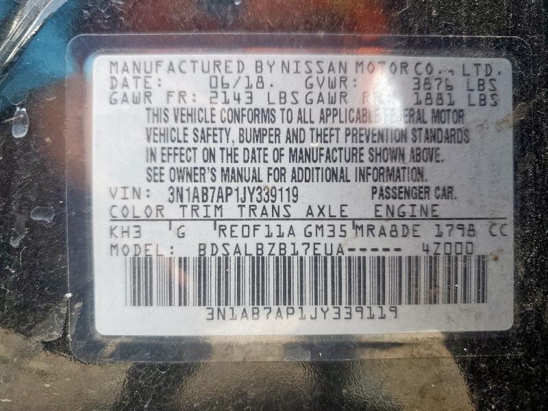Photo 14 from auction – 2018 NISSAN SENTRA S with VIN 3N1AB7AP1JY339119