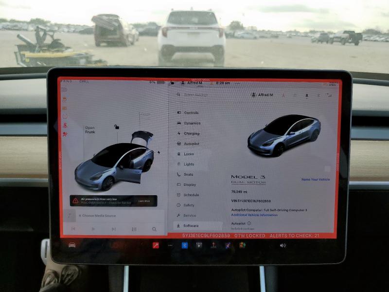 Photo 9 from auction – 2020 TESLA MODEL 3 with VIN 5YJ3E1EC9LF602859