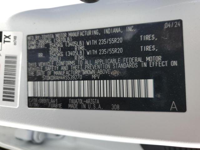 Photo 14 from auction – 2024 TOYOTA HIGHLANDER with VIN 5TDKDRAH4RS539270