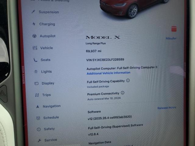 Photo 9 from auction – 2020 TESLA MODEL X with VIN 5YJXCBE23LF228589