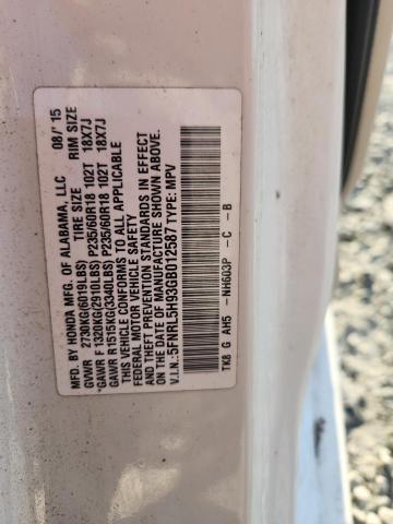 Photo 14 from auction – 2016 HONDA ODYSSEY with VIN 5FNRL5H93GB012587