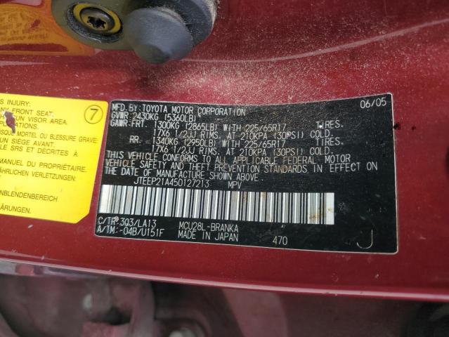 Photo 14 from auction – 2005 TOYOTA HIGHLANDER with VIN JTEEP21A450127213