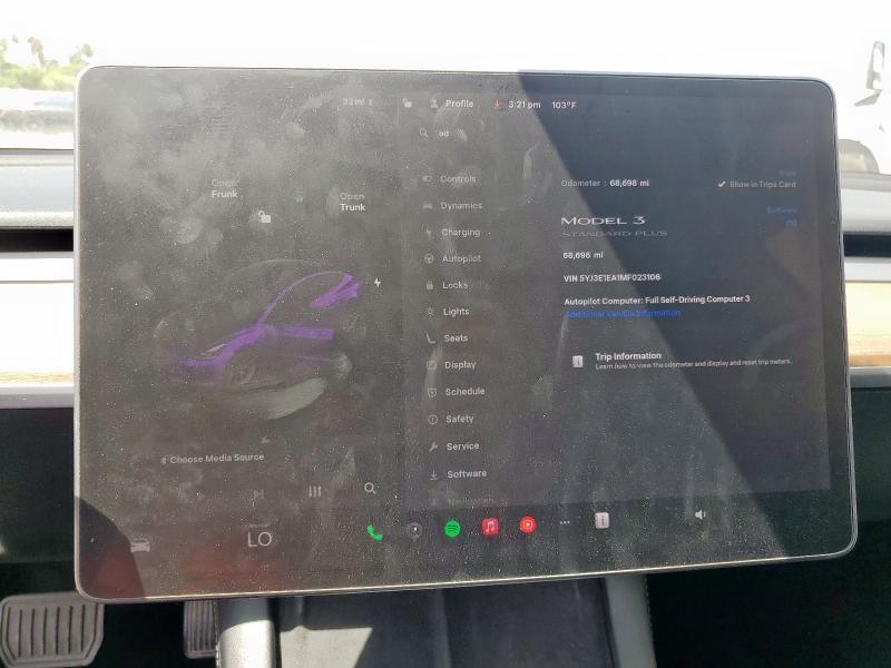 Photo 9 from auction – 2021 TESLA MODEL 3 with VIN 5YJ3E1EA1MF023106