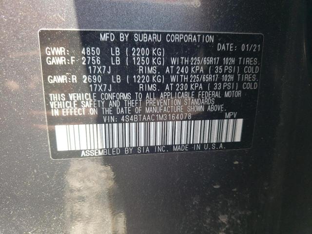 Photo 14 from auction – 2021 SUBARU OUTBACK with VIN 4S4BTAAC1M3164078