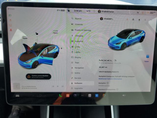 Photo 9 from auction – 2020 TESLA MODEL 3 with VIN 5YJ3E1EAXLF662373