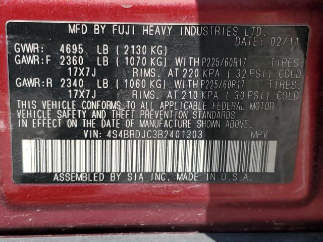 Photo 14 from auction – 2011 SUBARU OUTBACK 3. with VIN 4S4BRDJC3B2401303