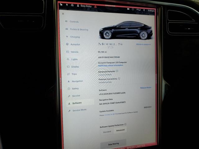 Photo 9 from auction – 2017 TESLA MODEL S with VIN 5YJSA1E14HF210546