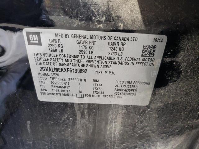 Photo 14 from auction – 2015 GMC TERRAIN SLE with VIN 2GKALMEKXF6190892
