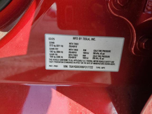 Photo 14 from auction – 2025 TESLA MODEL Y with VIN 7SAYGDED9SF317722