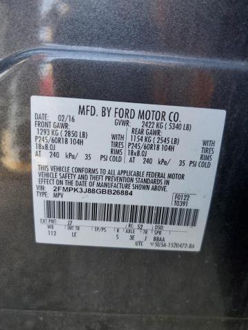 Photo 14 from auction – 2016 FORD EDGE SEL with VIN 2FMPK3J88GBB26884