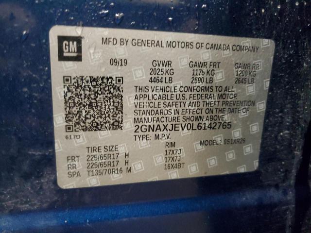 Photo 14 from auction – 2020 CHEVROLET EQUINOX LT with VIN 2GNAXJEV0L6142765