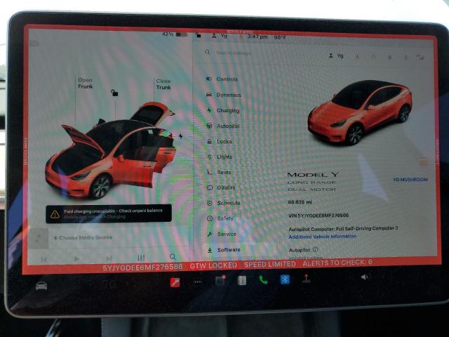 Photo 9 from auction – 2021 TESLA MODEL Y with VIN 5YJYGDEE6MF276586