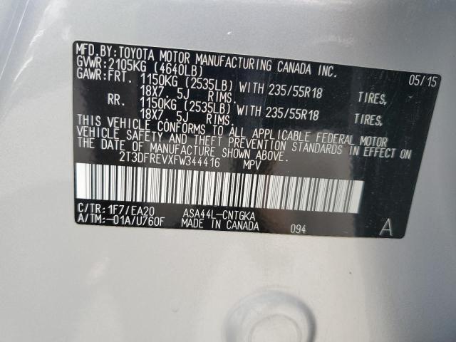 Photo 14 from auction – 2015 TOYOTA RAV4 LIMIT with VIN 2T3DFREVXFW344416