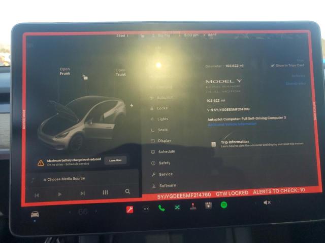 Photo 9 from auction – 2021 TESLA MODEL Y with VIN 5YJYGDEE5MF214760
