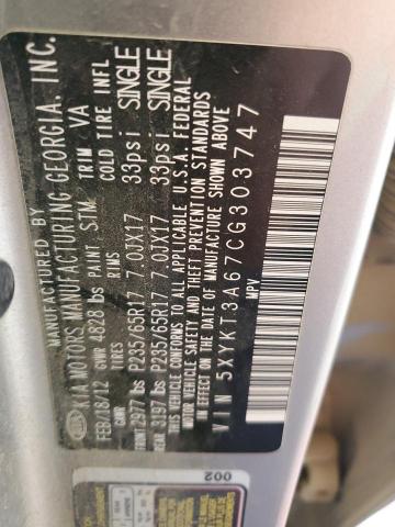 Photo 14 from auction – 2012 KIA SORENTO BA with VIN 5XYKT3A67CG303747