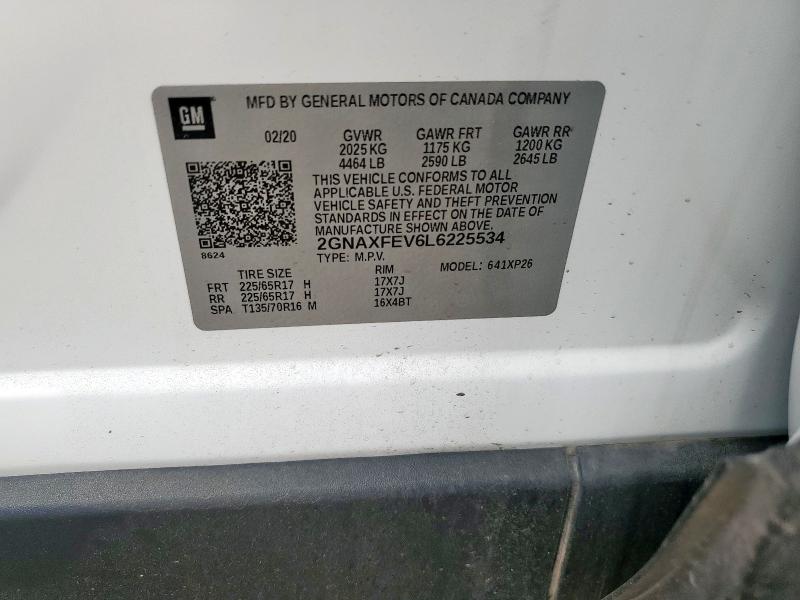 Photo 14 from auction – 2020 CHEVROLET EQUINOX with VIN 2GNAXFEV6L6225534
