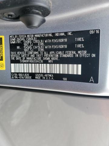 Photo 14 from auction – 2016 TOYOTA HIGHLANDER XLE with VIN 5TDKKRFH0GS504236