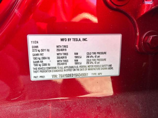 Photo 10 from auction – 2025 TESLA MODEL Y with VIN 7SAYGDED1SA349061