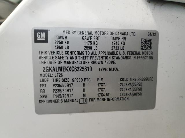 Photo 14 from auction – 2012 GMC TERRAIN SL with VIN 2GKALMEKXC6325610