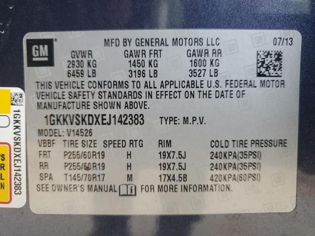 Photo 14 from auction – 2014 GMC ACADIA SLT with VIN 1GKKVSKDXEJ142383