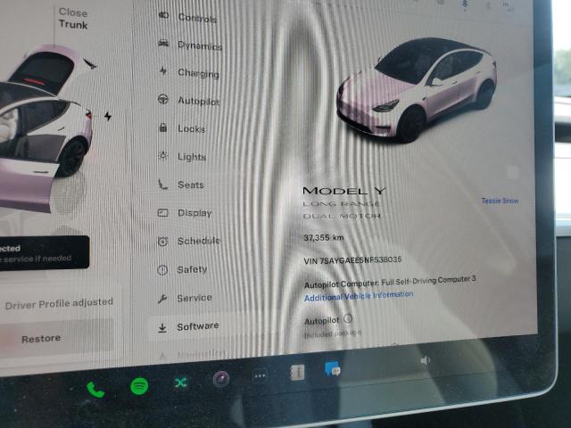 Photo 9 from auction – 2022 TESLA MODEL Y with VIN 7SAYGAEE5NF538035