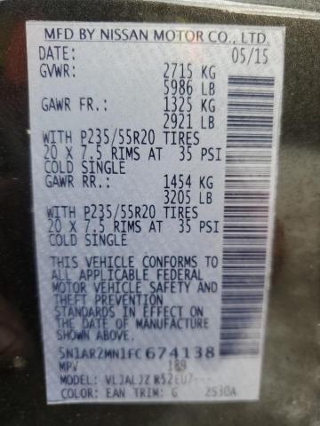 Photo 14 from auction – 2015 NISSAN PATHFINDER with VIN 5N1AR2MN1FC674138