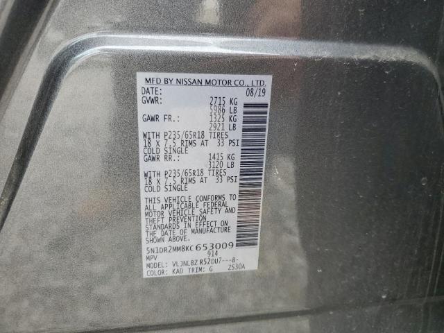 Photo 14 from auction – 2019 NISSAN PATHFINDER S with VIN 5N1DR2MM8KC653009