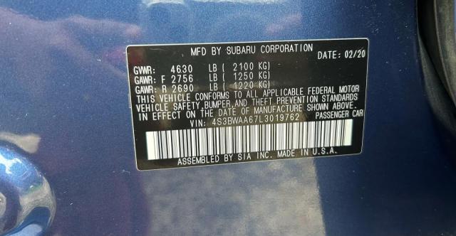 Photo 10 from auction – 2020 SUBARU LEGACY with VIN 4S3BWAA67L3019762