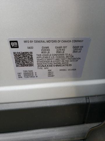 Photo 14 from auction – 2022 CHEVROLET EQUINOX PR with VIN 2GNAXXEV4N6147635