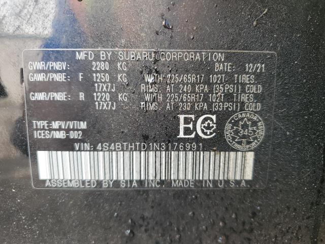 Photo 14 from auction – 2022 SUBARU OUTBACK WI with VIN 4S4BTHTD1N3176991