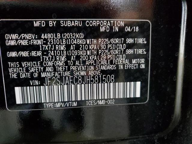 Photo 14 from auction – 2018 SUBARU FORESTER 2 with VIN JF2SJAEC8JH581508