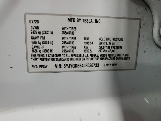 Photo 14 from auction – 2020 TESLA MODEL Y with VIN 5YJYGDEE4LF030733