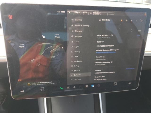 Photo 9 from auction – 2019 TESLA MODEL 3 with VIN 5YJ3E1EA7KF192978