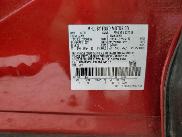 Photo 14 from auction – 2020 FORD EDGE SEL with VIN 2FMPK3J93LBA54107